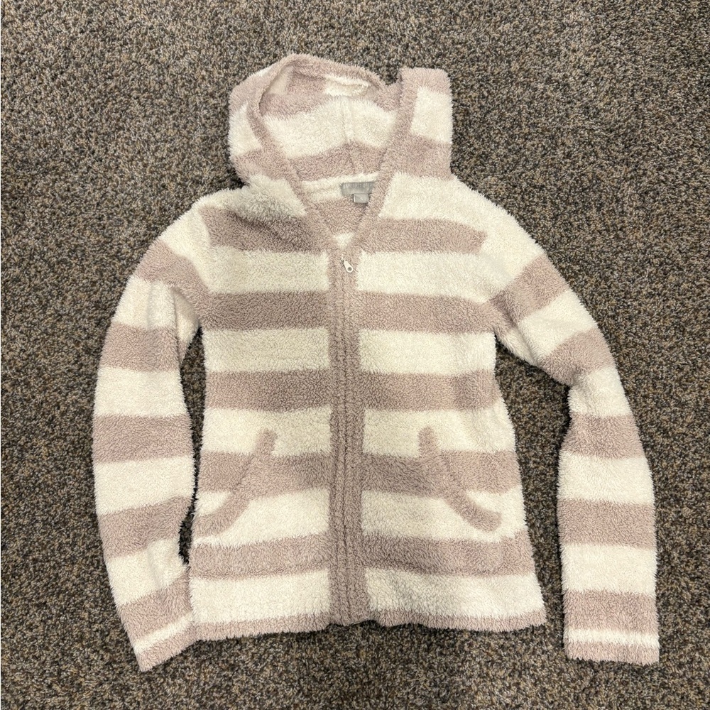 Barefoot Dreams Striped Zip Up Hoodie
